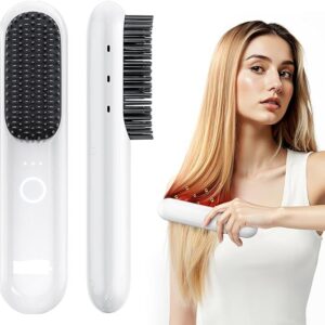Cordless Hair Straightener Brush - 200M Negative Ions, Rechargeable,