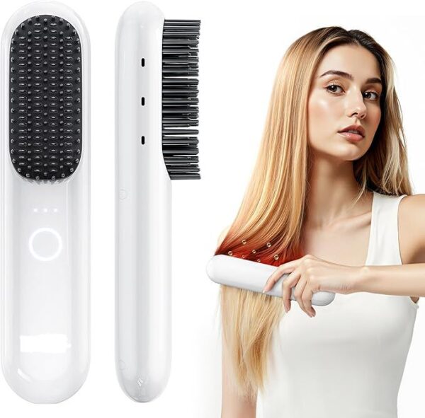 Cordless Hair Straightener Brush - 200M Negative Ions, Rechargeable,